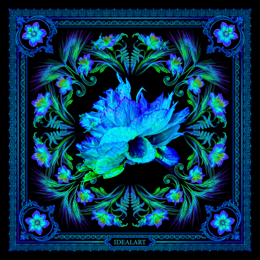 Foulard carré en Soie « Iridescence Peonia »