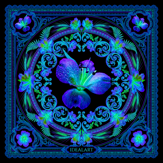 Foulard carré en Soie « Iris Let It Fly »