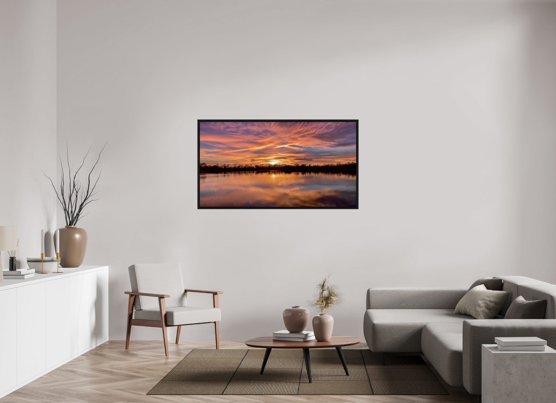 147,2 x 80 cm, Caisse américaine Noire 14 Reflets d’un Même Ciel XIV – La Lumière Dorée