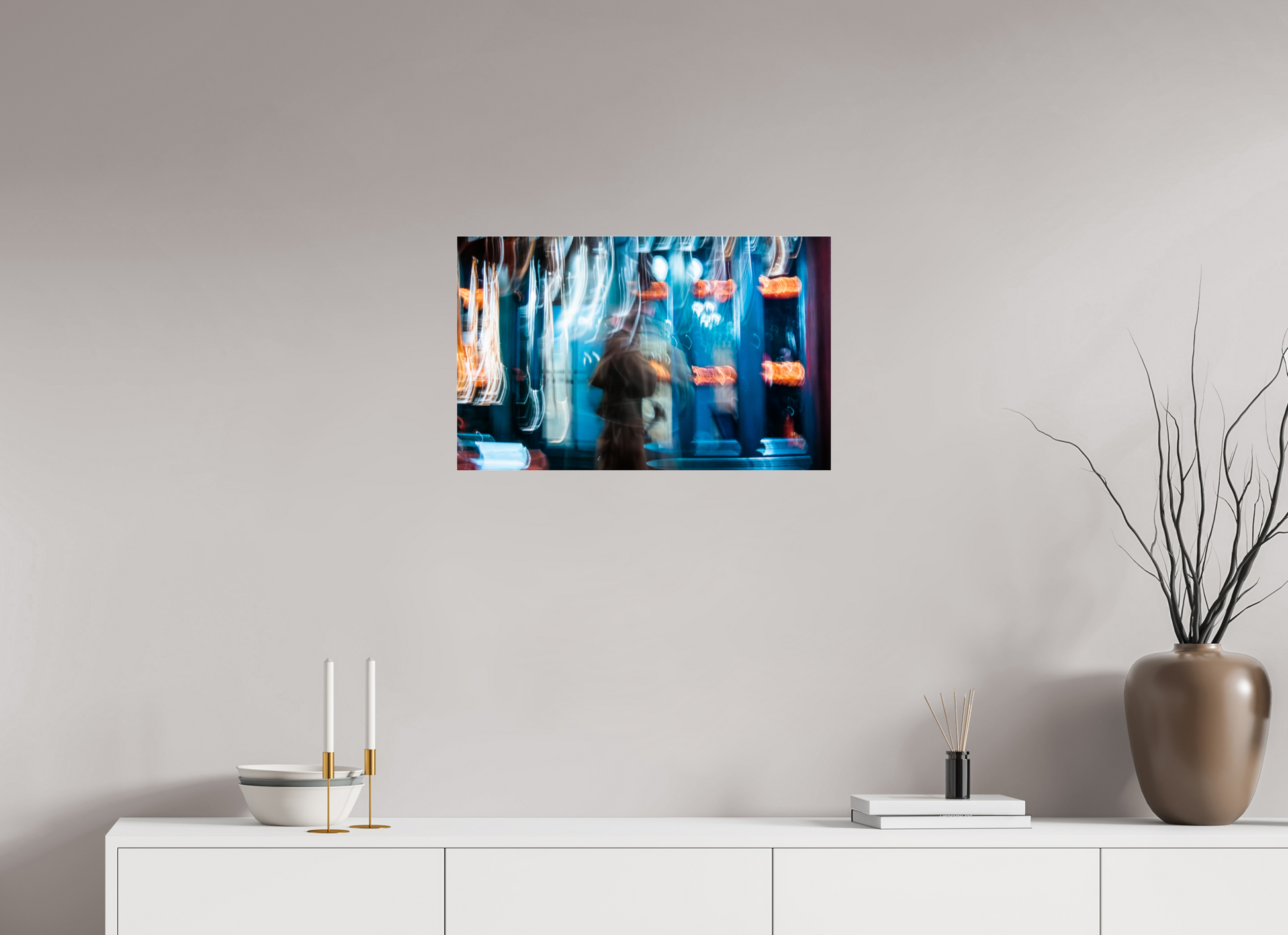 64 x 40 cm, Tirage photo sous Verre acrylique Passant dans la lumière
