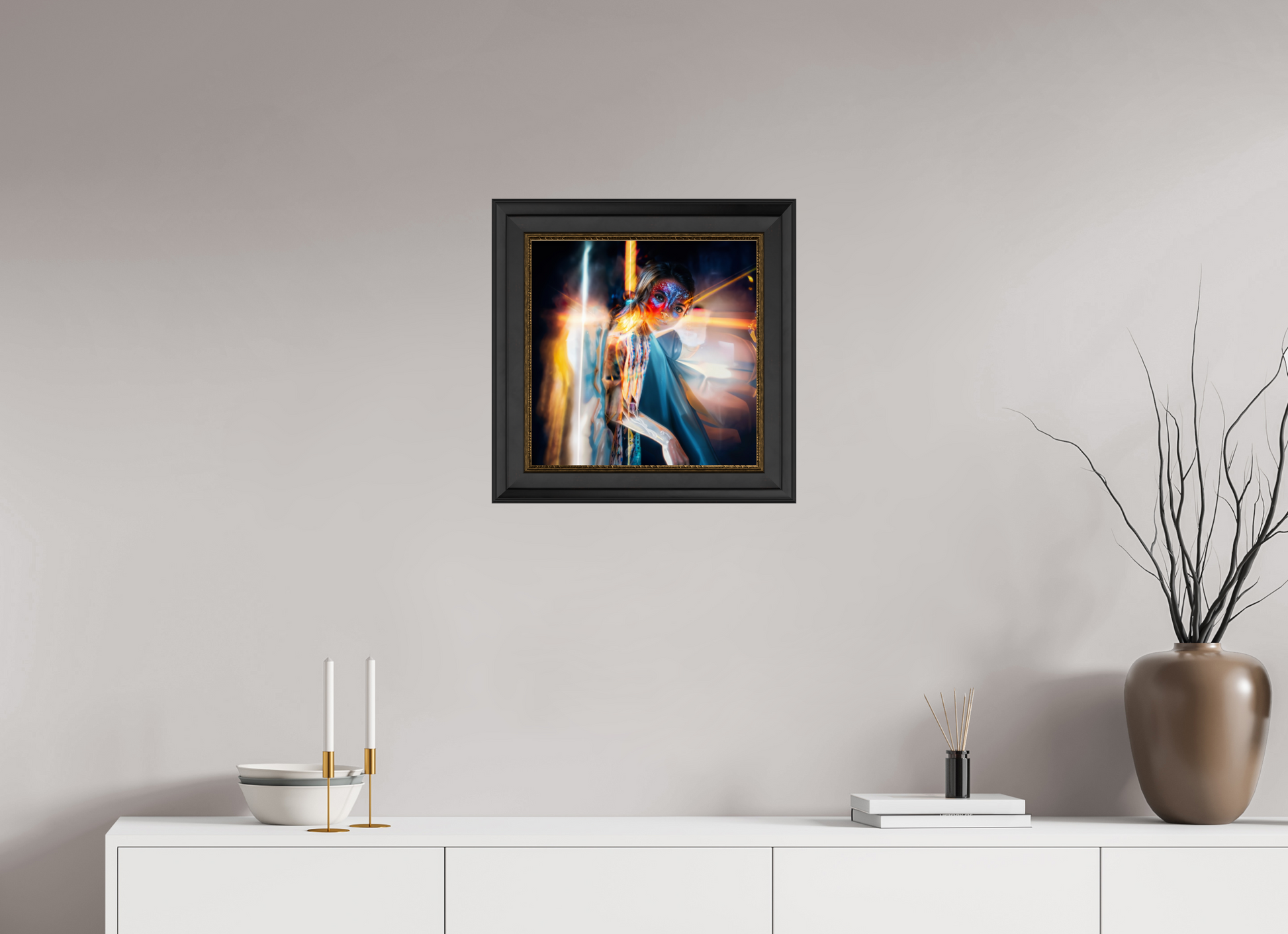40 x 40 cm, Cadre Noir-Or Icône Ailée