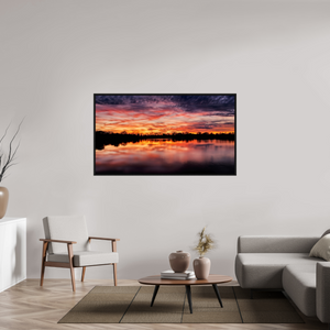 160 x 90 cm, Caisse américaine Noire 13 Reflets d’un Même Ciel XIII – Le Lac en Feu