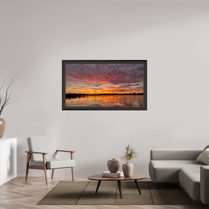 143 x 80 cm, Cadre Noir-Or 15 Reflets d’un Même Ciel XV – L’Embrasement du Soir