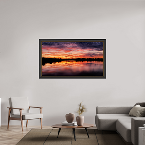160 x 90 cm, Cadre Noir-Or 13 Reflets d’un Même Ciel XIII – Le Lac en Feu