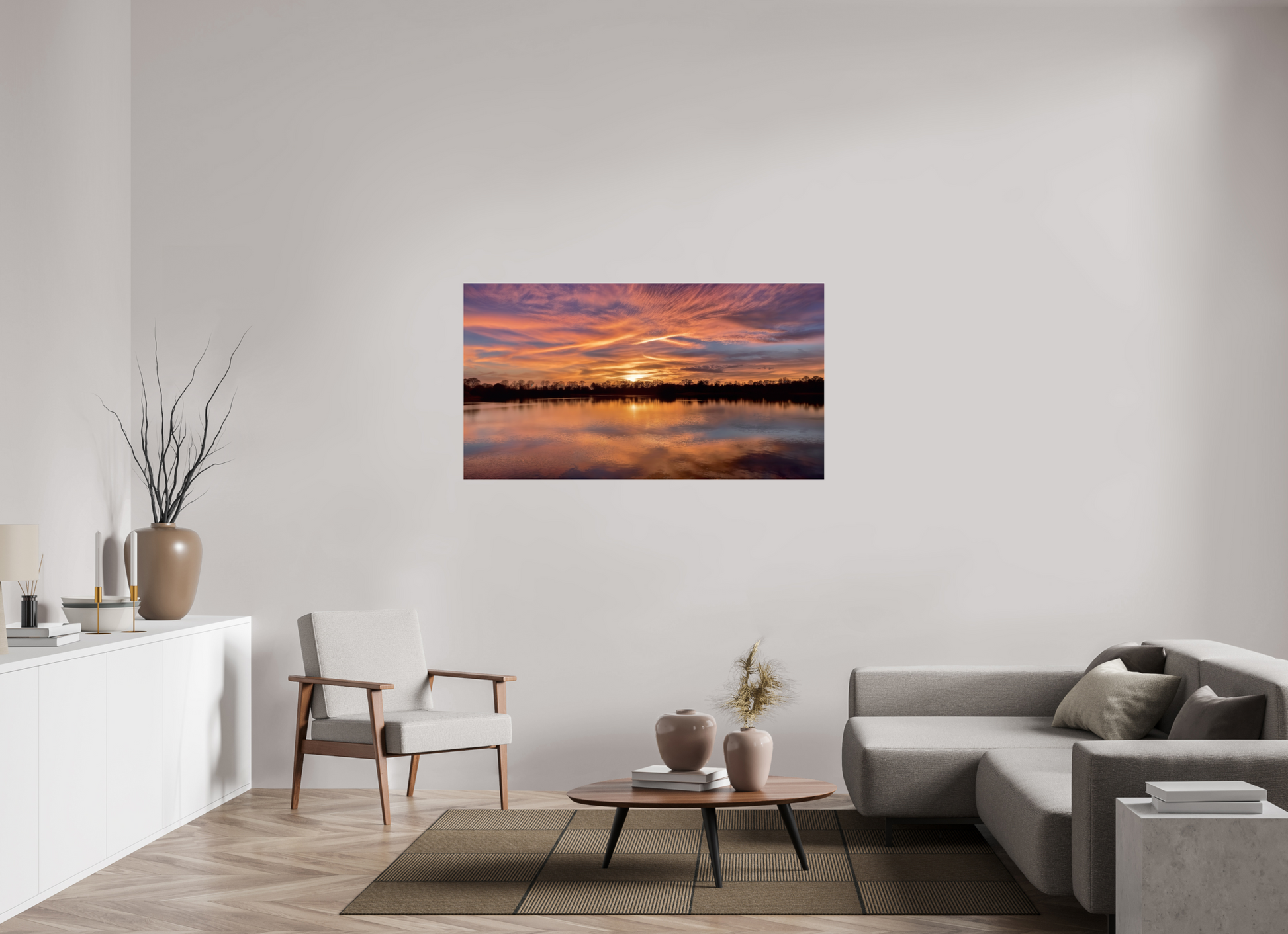 147,2 x 80 cm, Tirage photo sous Verre acrylique 14 Reflets d’un Même Ciel XIV – La Lumière Dorée