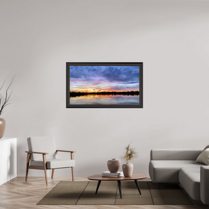 128 x 72 cm, Cadre Noir-Or 2 Reflets d’un Même Ciel II – Le Souffle Pourpre
