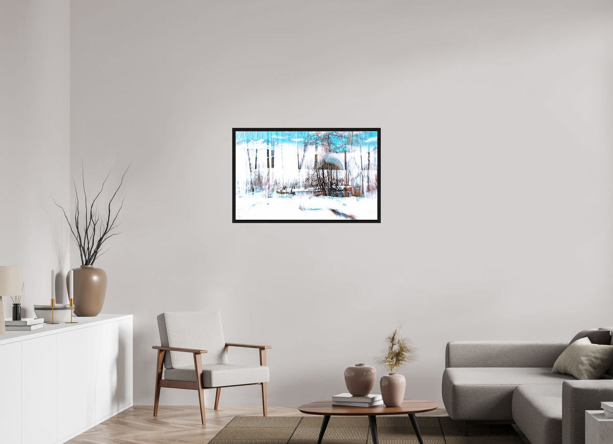 96 x 60 cm, Caisse américaine Noire La Forêt qui chante la neige