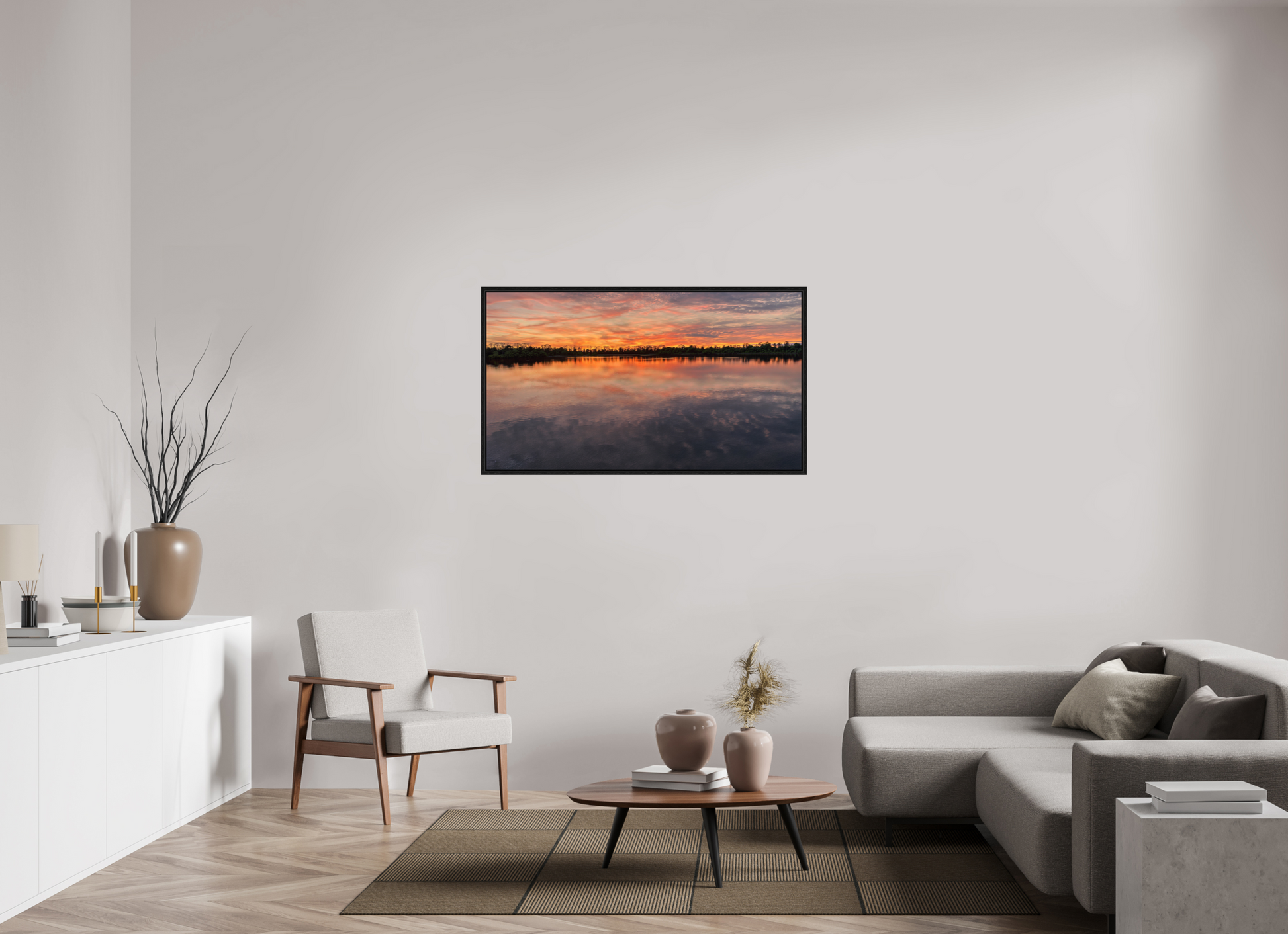 128 x 72 cm, Caisse américaine Noire Reflets d’un Même Ciel VI – L'Infini en Reflet