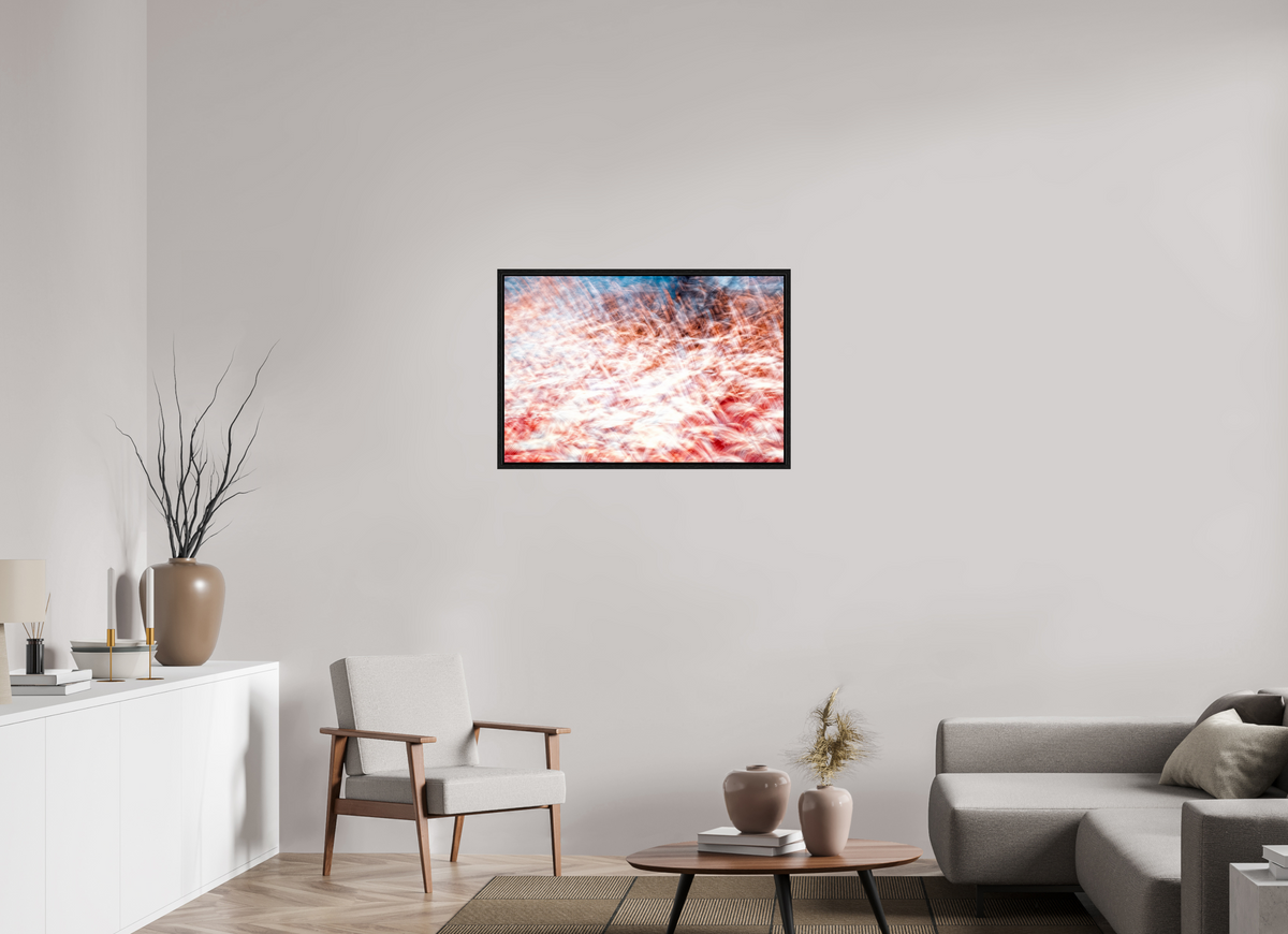90 x 60 cm, Caisse américaine Noire La mer des plumes rouges
