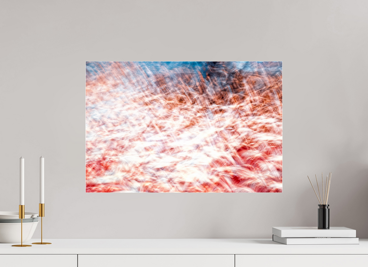 60 x 40 cm, Tirage photo sous Verre acrylique La mer des plumes rouges