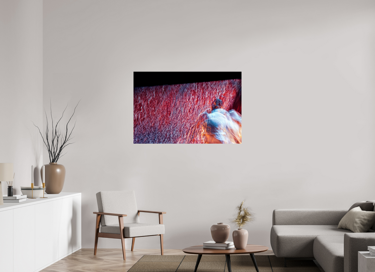 120 x 80 cm, Tirage photo sous Verre acrylique Là où le feu se transforme en pluie