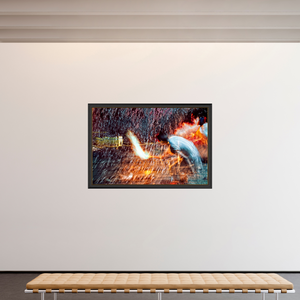 180 x 120 cm, 11 Cadre Noir-Or Rituel où le feu apprend le rythme