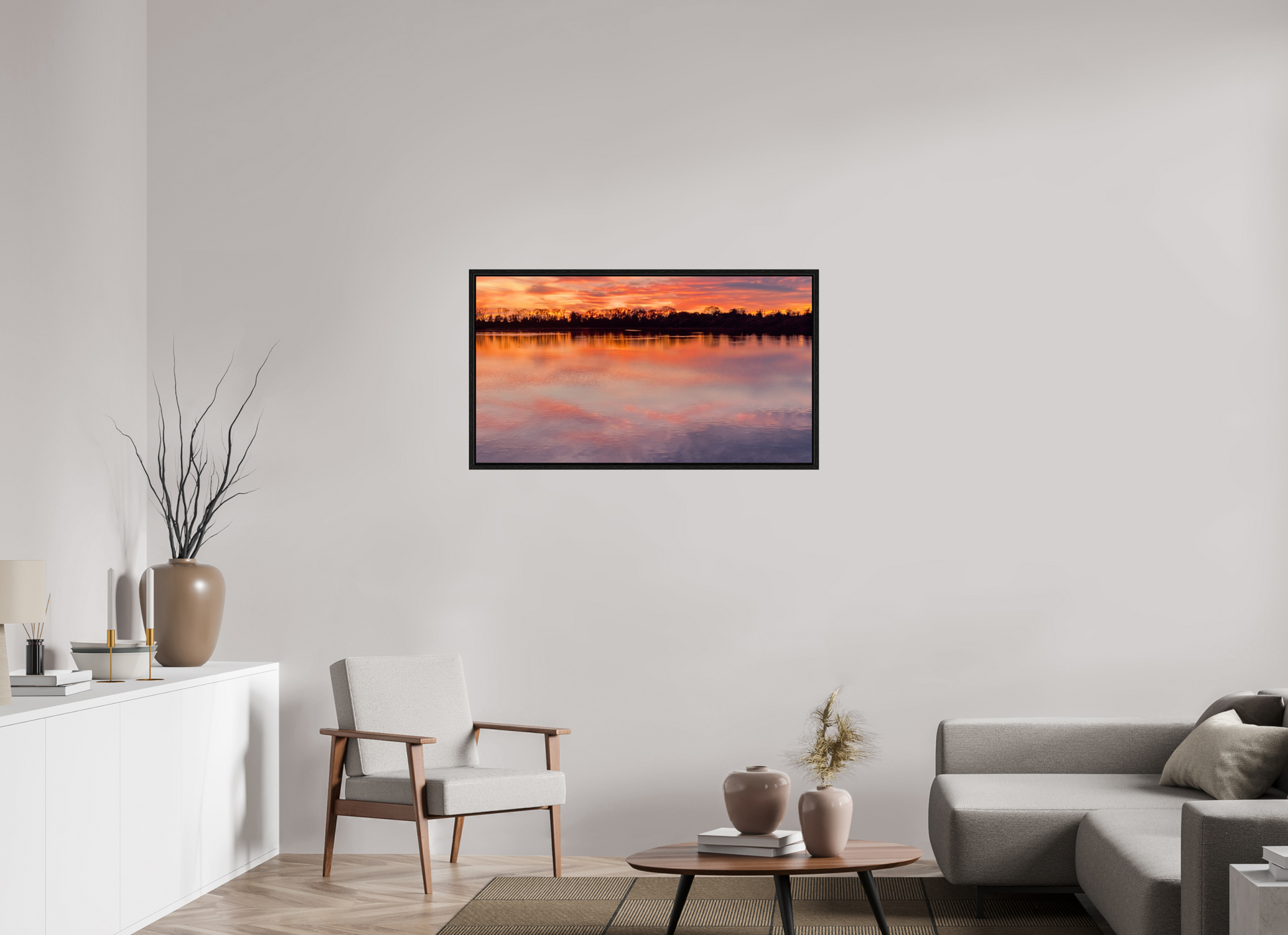 108,2 x 60 cm, Caisse américaine Noire Reflets d’un Même Ciel IV – L'Horizon en Fusion
