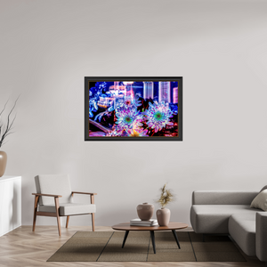 128 x 80 cm, 11 Cadre Noir-Or Murmure floral suspendu entre deux éclairs