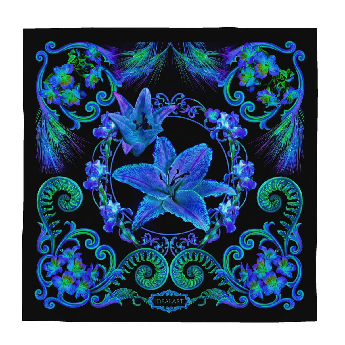 Foulard carré en Soie « Lilies couple »