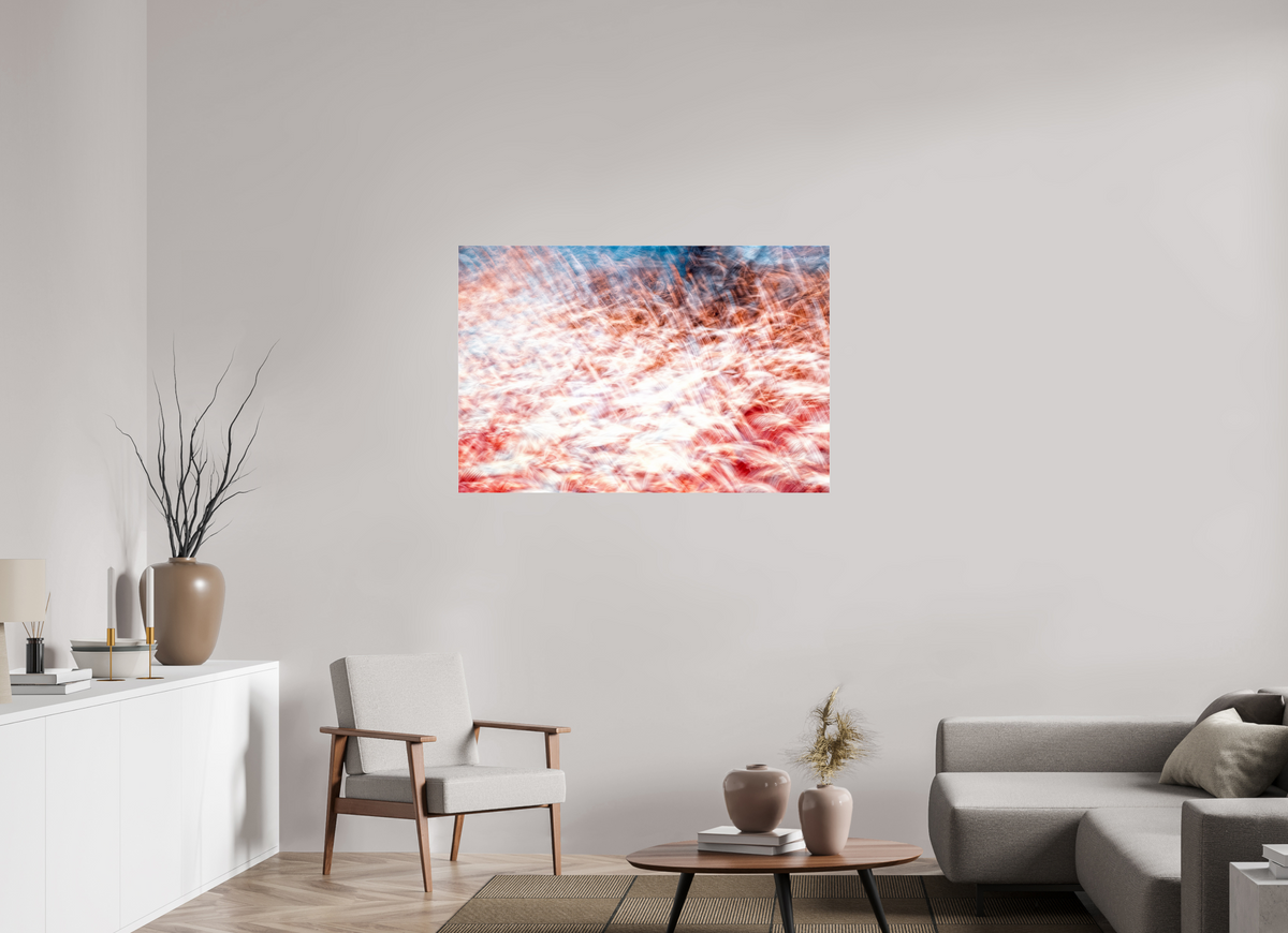 120 x 80 cm, Tirage photo sous Verre acrylique La mer des plumes rouges