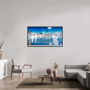 144 x 81 cm, 8 Caisse américaine Noire Les pas flottaient au-dessus du temps