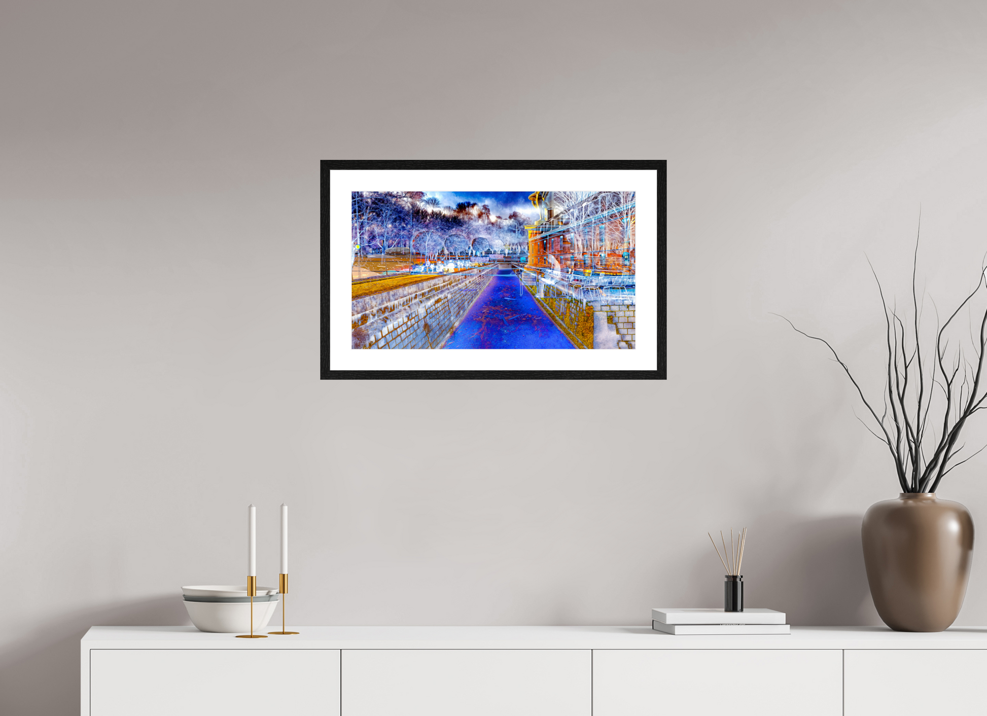 64 x 36 cm, 4 Cadre Noir : Passe-Partout Blanc Le jour où l’eau est devenue une frontière