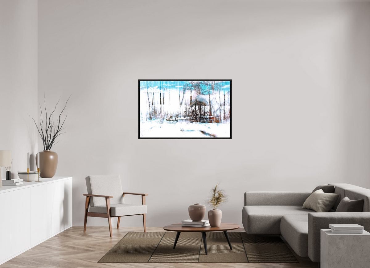 128 x 80 cm, Caisse américaine Noire La Forêt qui chante la neige