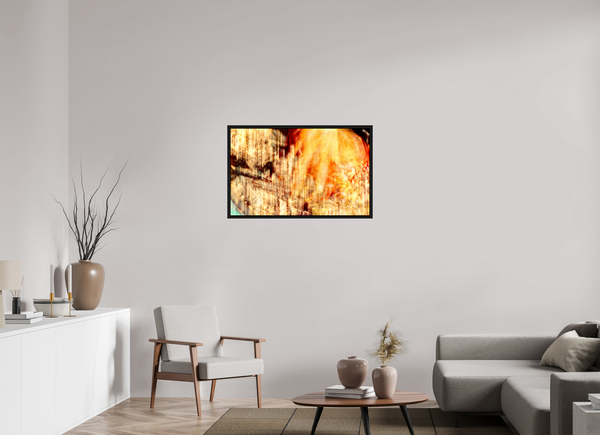 96 x 60 cm, Caisse américaine Noire Le cœur incandescent du monde