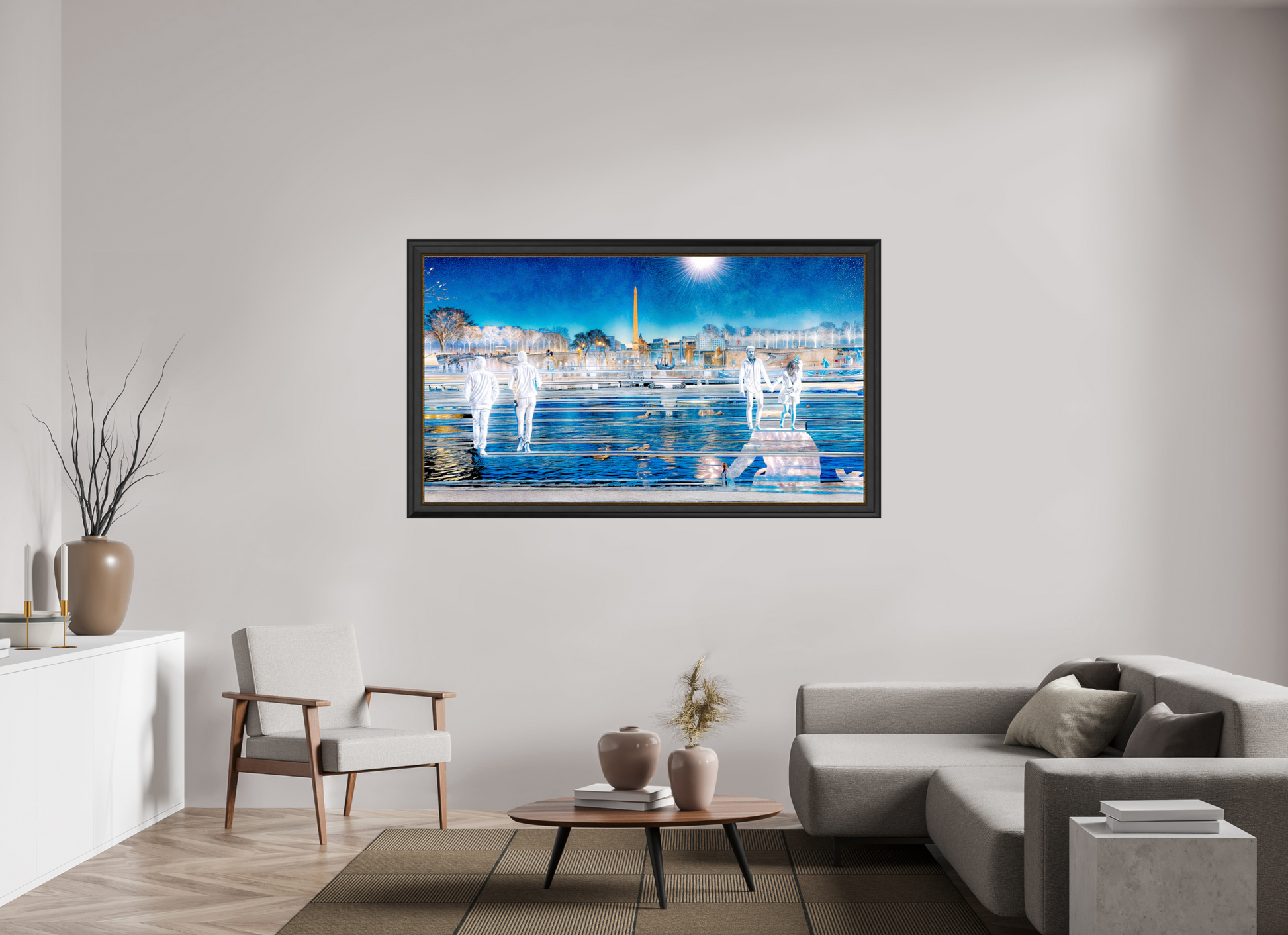 176 x 99 cm, 11 Cadre Noir-Or Les pas flottaient au-dessus du temps