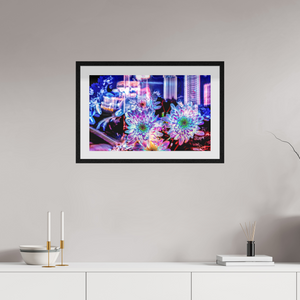 64 x 40 cm, 10 Cadre Noir Flottant Murmure floral suspendu entre deux éclairs