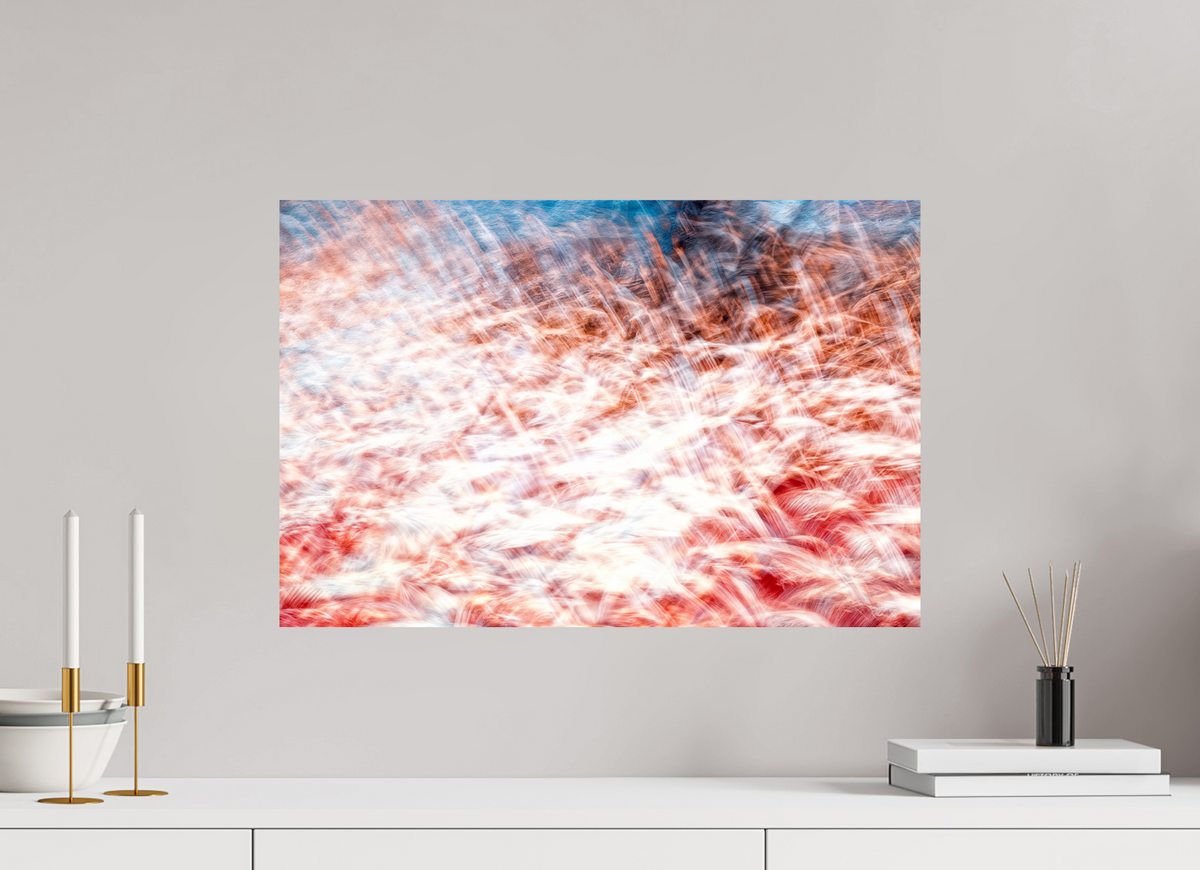 60 x 40 cm, Tirage photo contrecollé sur Dibond La mer des plumes rouges
