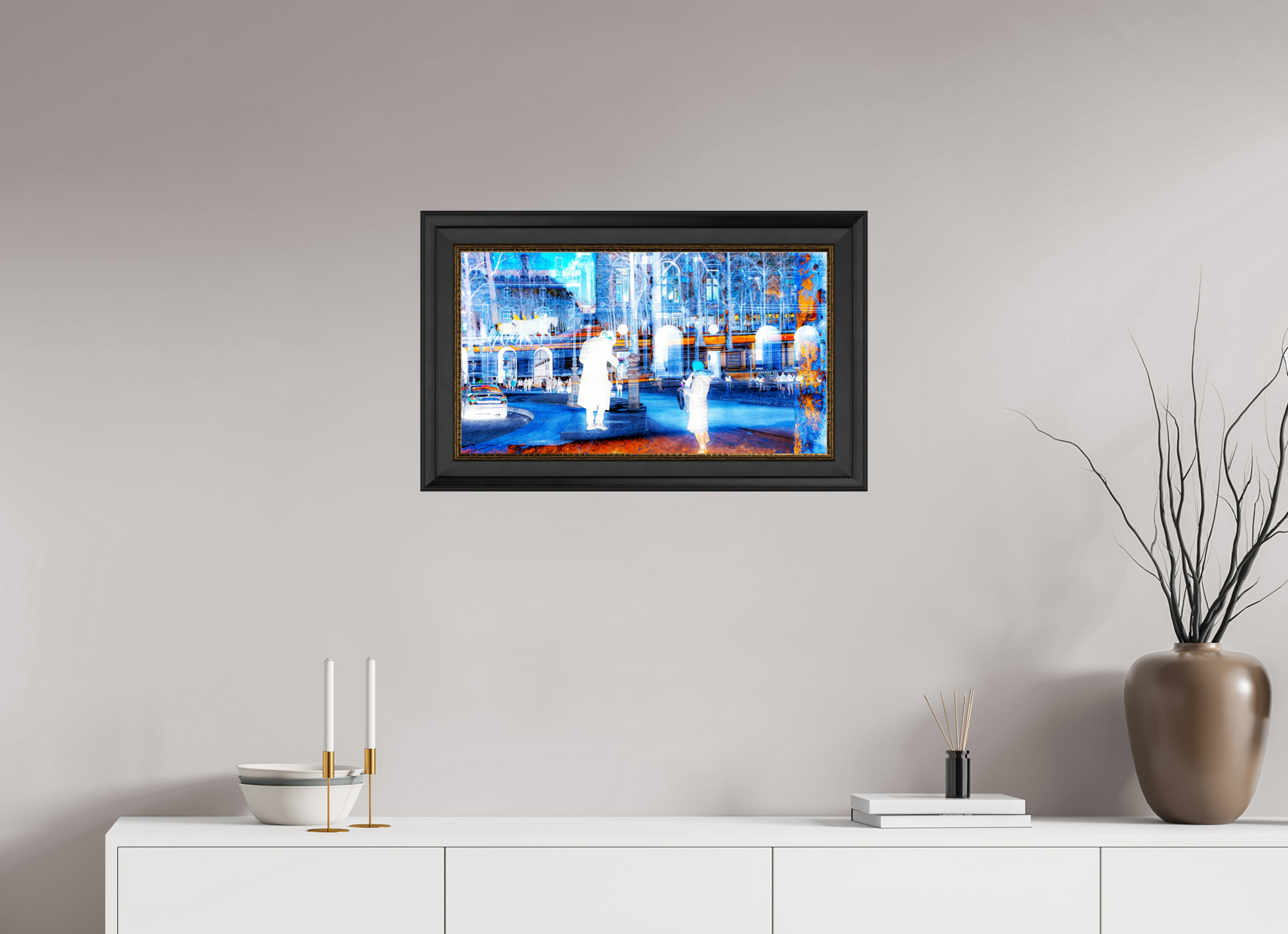 64 x 36 cm, 11 Cadre Noir-Or Ce que la ville montre à ceux qui s’arrêtent