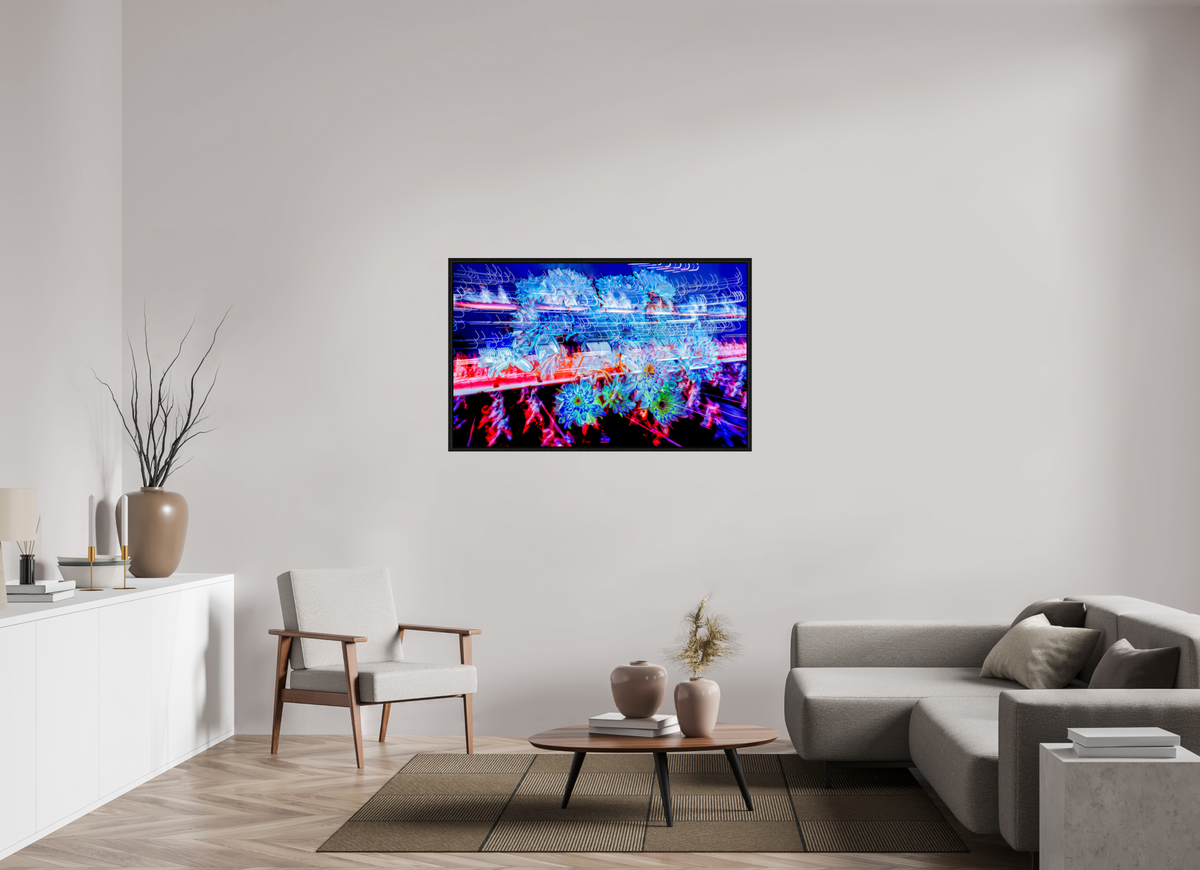 128 x 80 cm, Caisse américaine Noire Éclosions dans les courants de matière douce