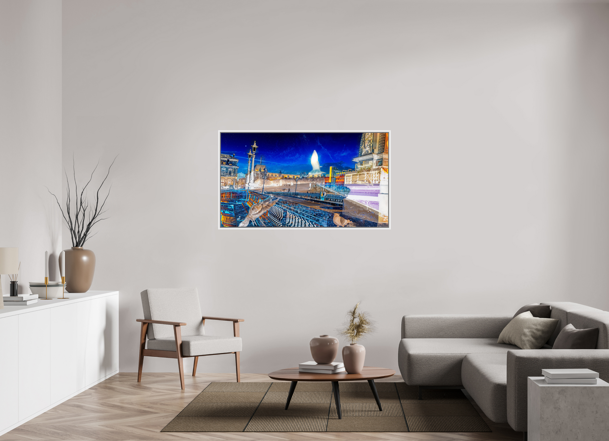 144 x 81 cm, 9 Caisse américaine Blanche Les oiseaux gardaient la ville pendant que nous dormions