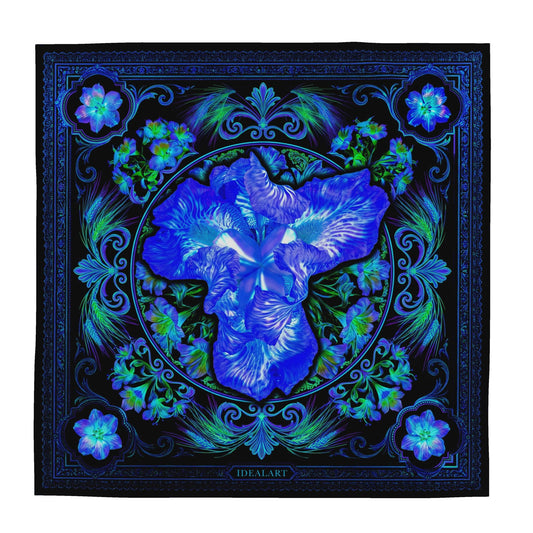 Foulard carré en Soie « Cœur d'Iris »