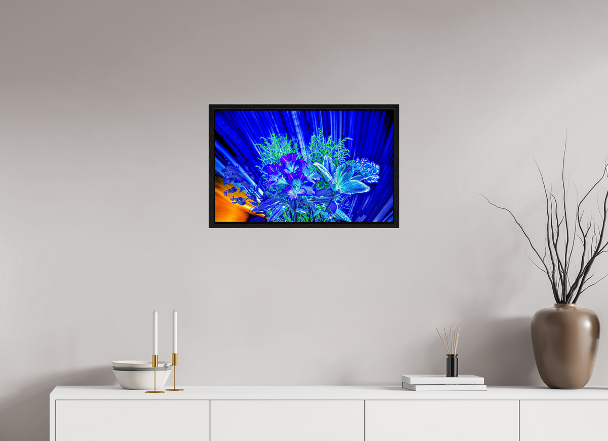 64 x 40 cm, Caisse américaine Noire Floraisons dans le vent lumineux