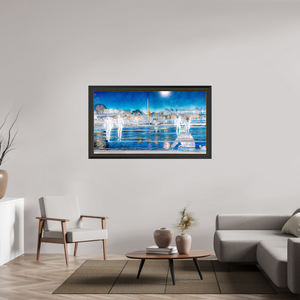 144 x 81 cm, 11 Cadre Noir-Or Les pas flottaient au-dessus du temps