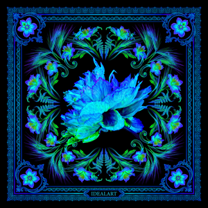 Foulard carré en Soie « Iridescence Peonia »