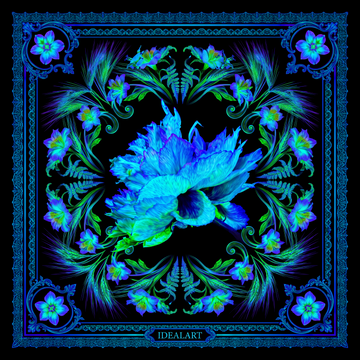 Foulard carré en Soie « Iridescence Peonia »