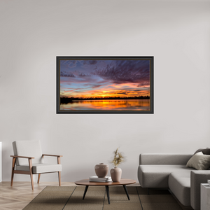 160 x 90 cm, Cadre Noir-Or 11 Reflets d’un Même Ciel XI – L’Éclat du Couchant