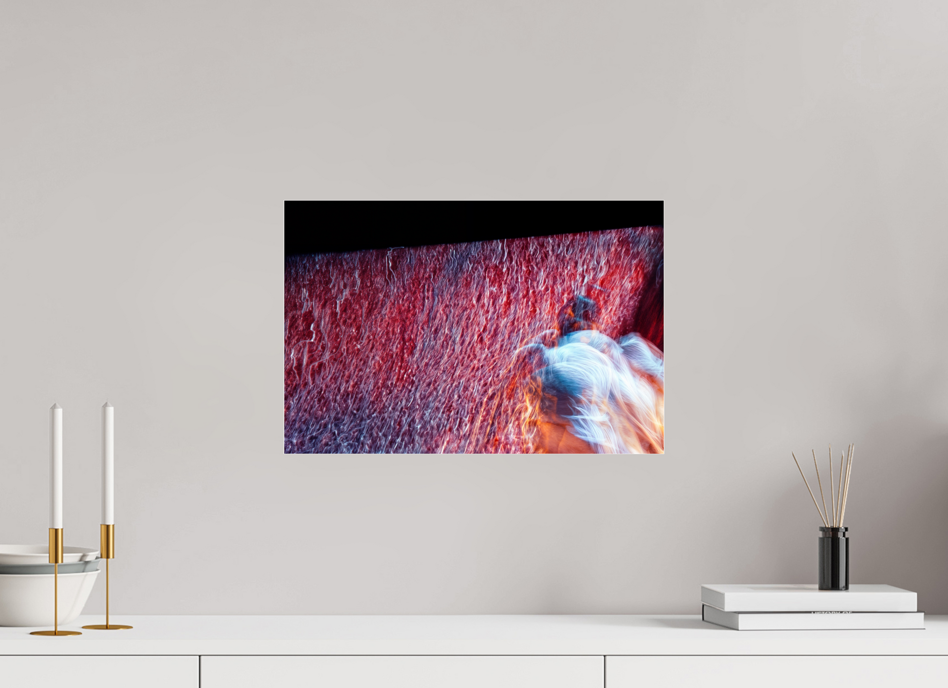 45 x 30 cm, 3 Tirage photo sous Verre acrylique Là où le feu se transforme en pluie