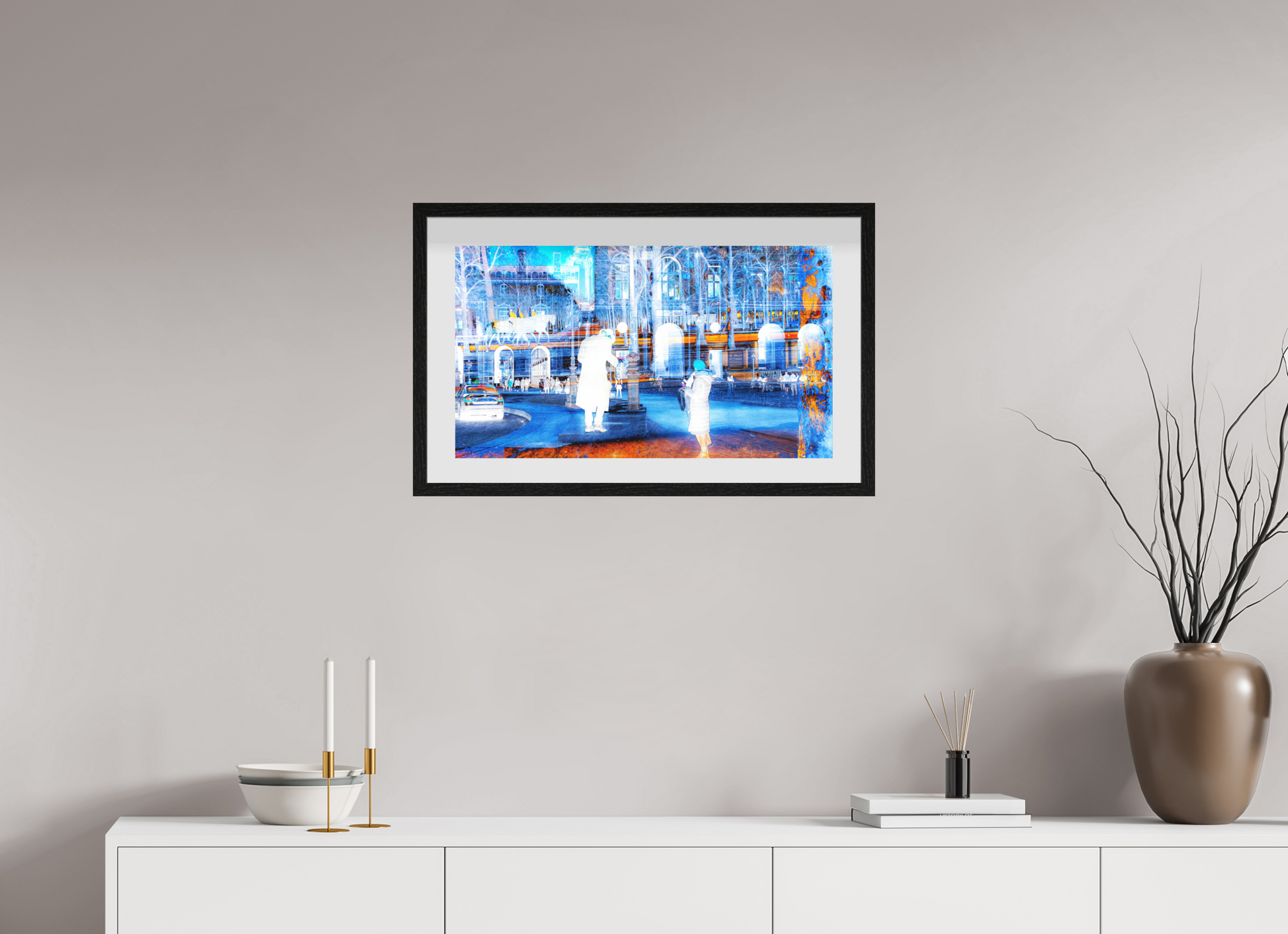 64 x 36 cm, 10 Cadre Noir Flottant Ce que la ville montre à ceux qui s’arrêtent