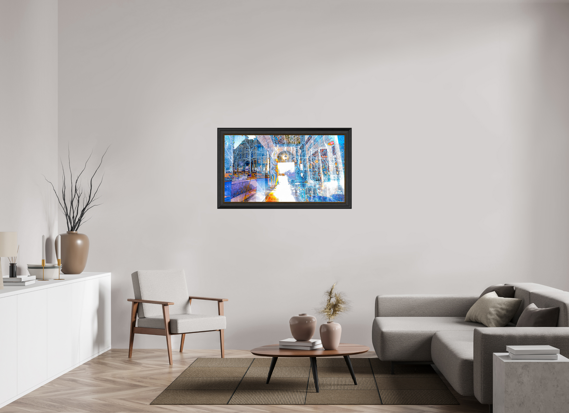 112 x 63 cm, 11 Cadre Noir-Or Le seuil n’était pas une frontière, mais une invitation