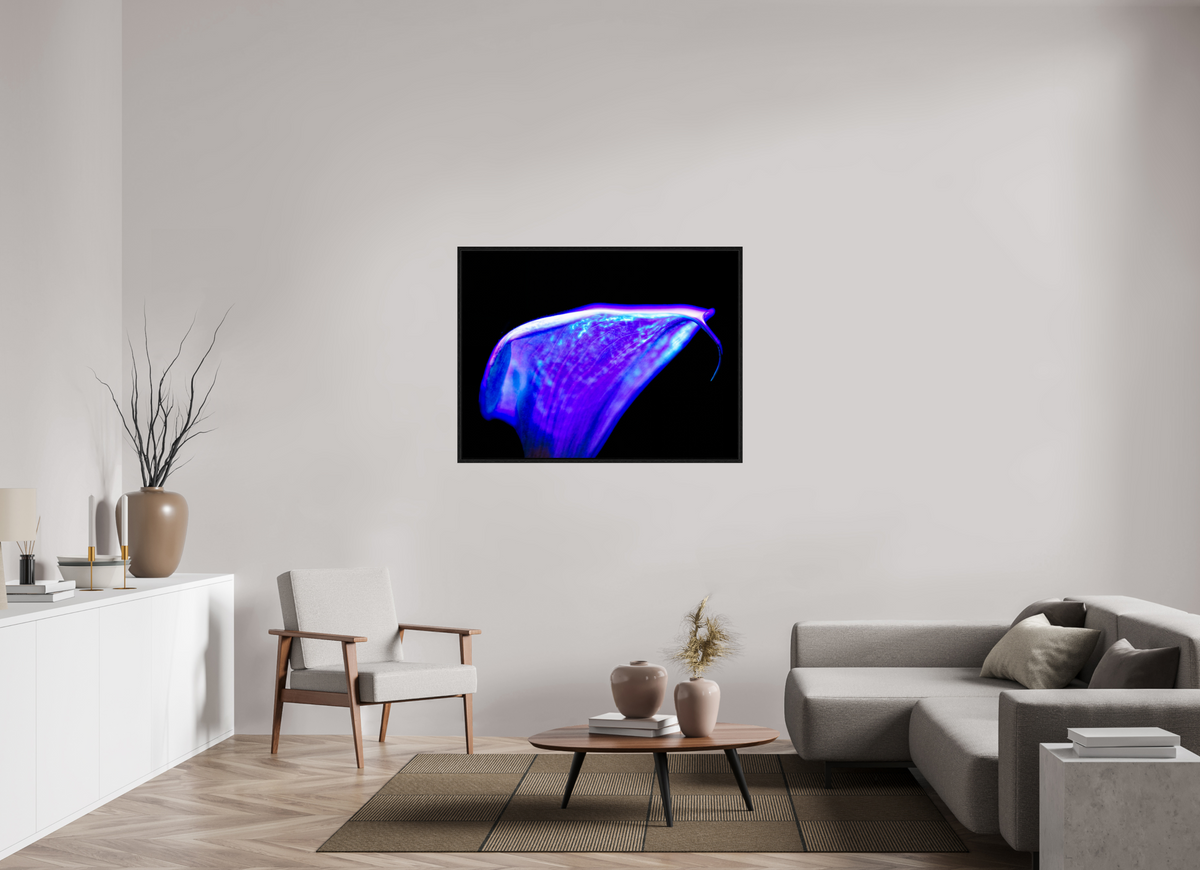 120 x 90 cm, Caisse américaine Noire Une vague pourpre au bord du silence