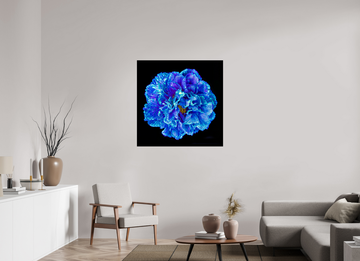 100 x 100 cm, Tirage simple sur papier photo Fuji Crystal Pearl Le Cœur Bleu qui S’ouvre à la Nuit