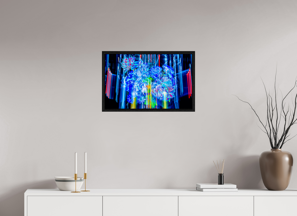 64 x 40 cm, Caisse américaine Noire Floraisons du monde cybernétique