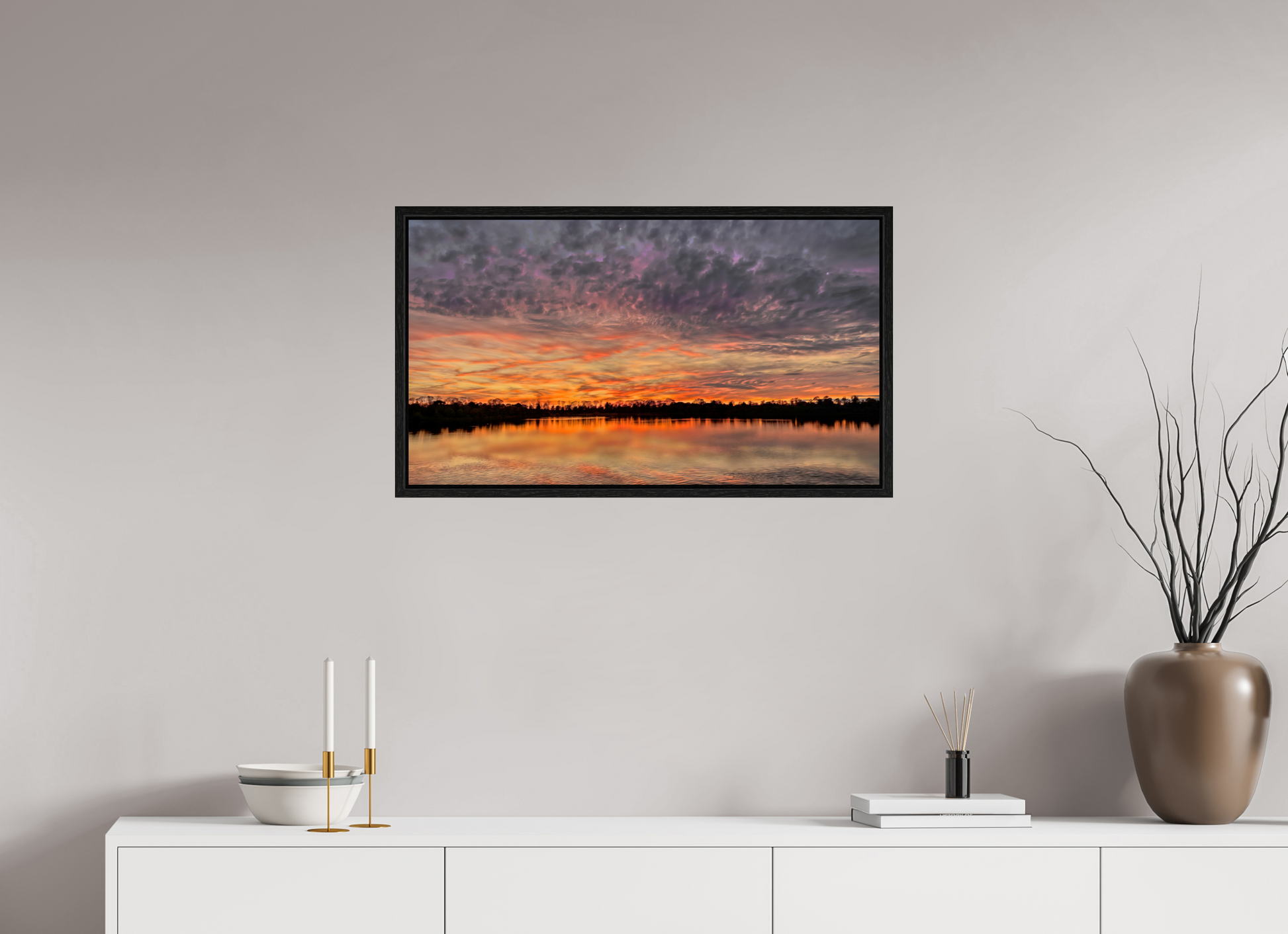 80 x 45 cm, Caisse américaine Noire Reflets d’un Même Ciel IX – Le Souffle d’Ambre