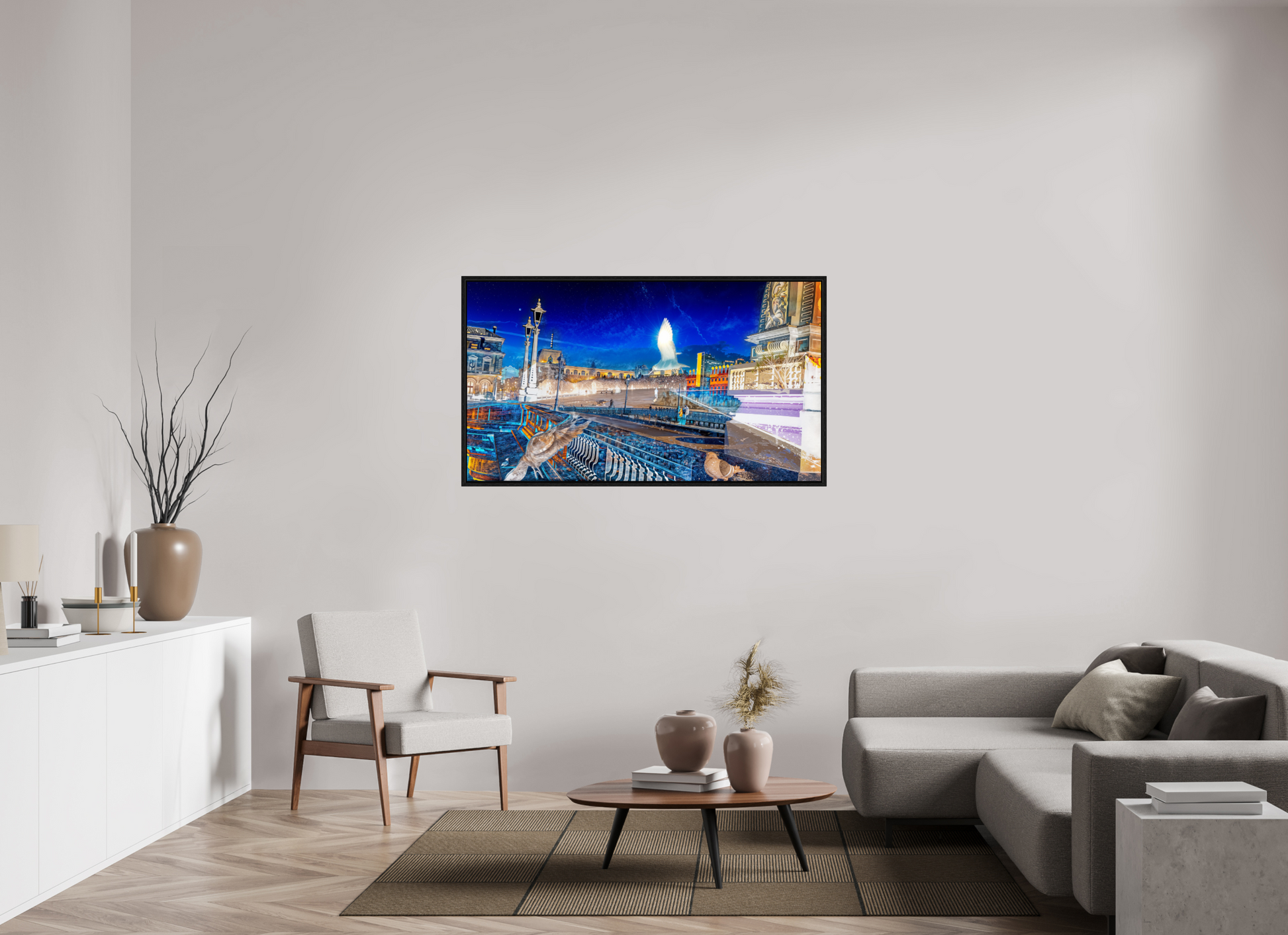 144 x 81 cm, 8 Caisse américaine Noire Les oiseaux gardaient la ville pendant que nous dormions