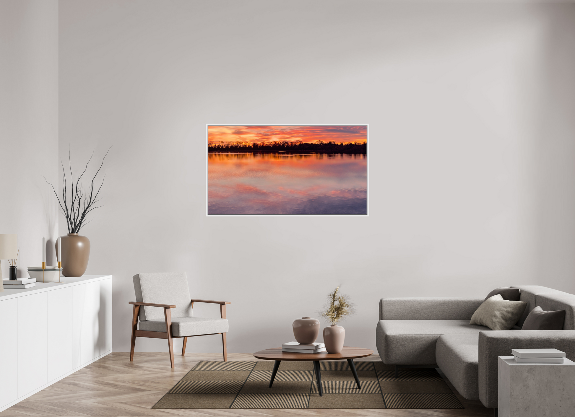 144,2 x 80 cm, Caisse américaine Blanche Reflets d’un Même Ciel IV – L'Horizon en Fusion