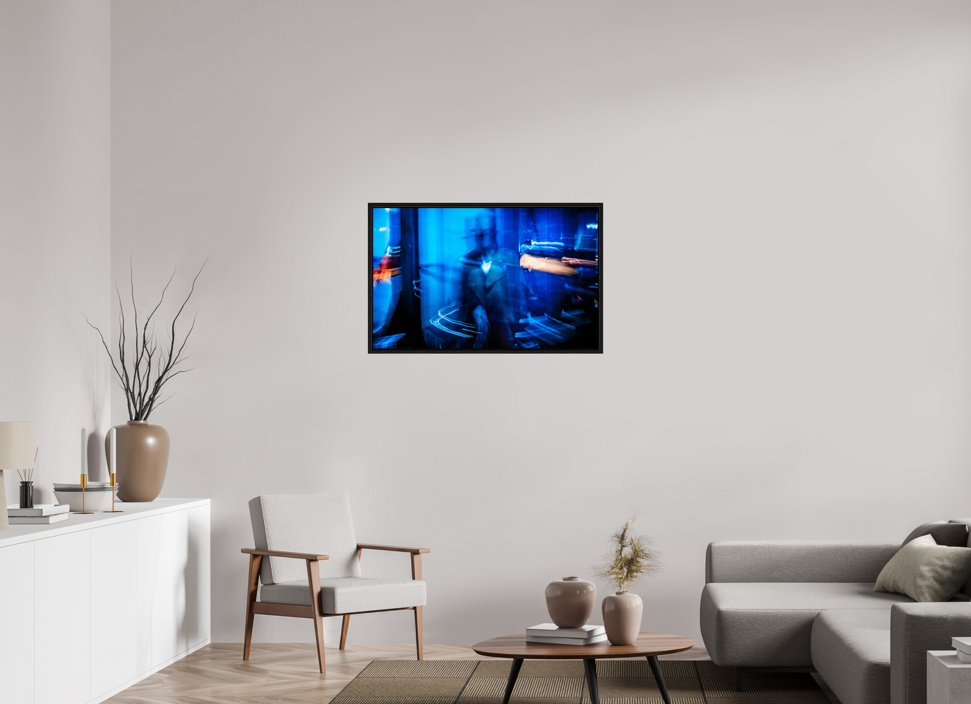 96 x 60 cm, Caisse américaine Noire Silhouette au chapeau