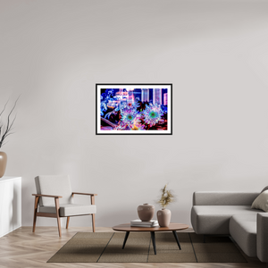 96 x 60 cm, 4 Cadre Noir : Passe-Partout Blanc Murmure floral suspendu entre deux éclairs