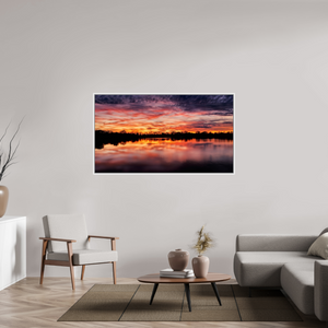 160 x 90 cm, Caisse américaine Blanche 13 Reflets d’un Même Ciel XIII – Le Lac en Feu