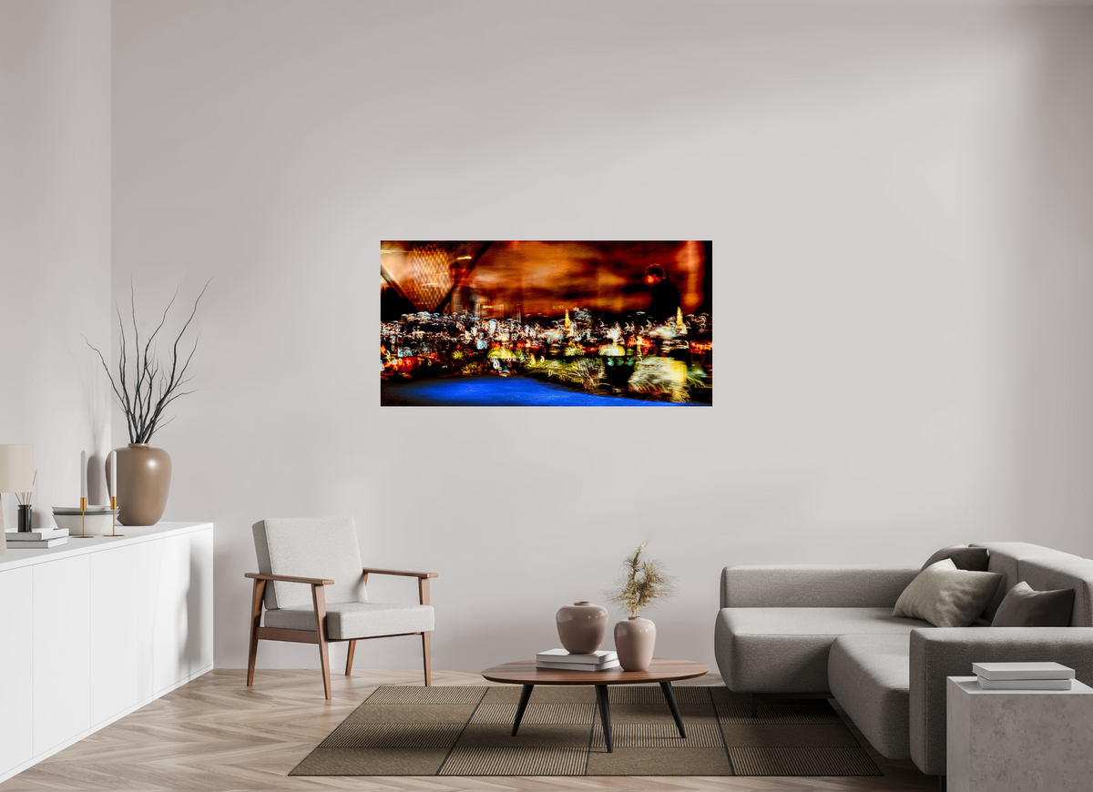 160 x 80 cm, Tirage simple sur papier photo Fuji Crystal Pearl Promeneur des nébuleuses urbaines