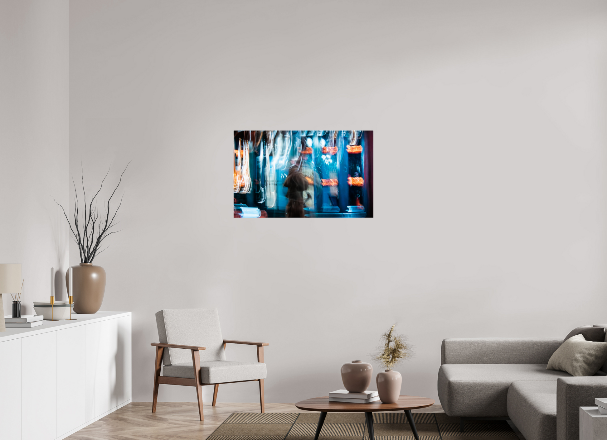 96 x 60 cm, Tirage photo sous Verre acrylique Passant dans la lumière